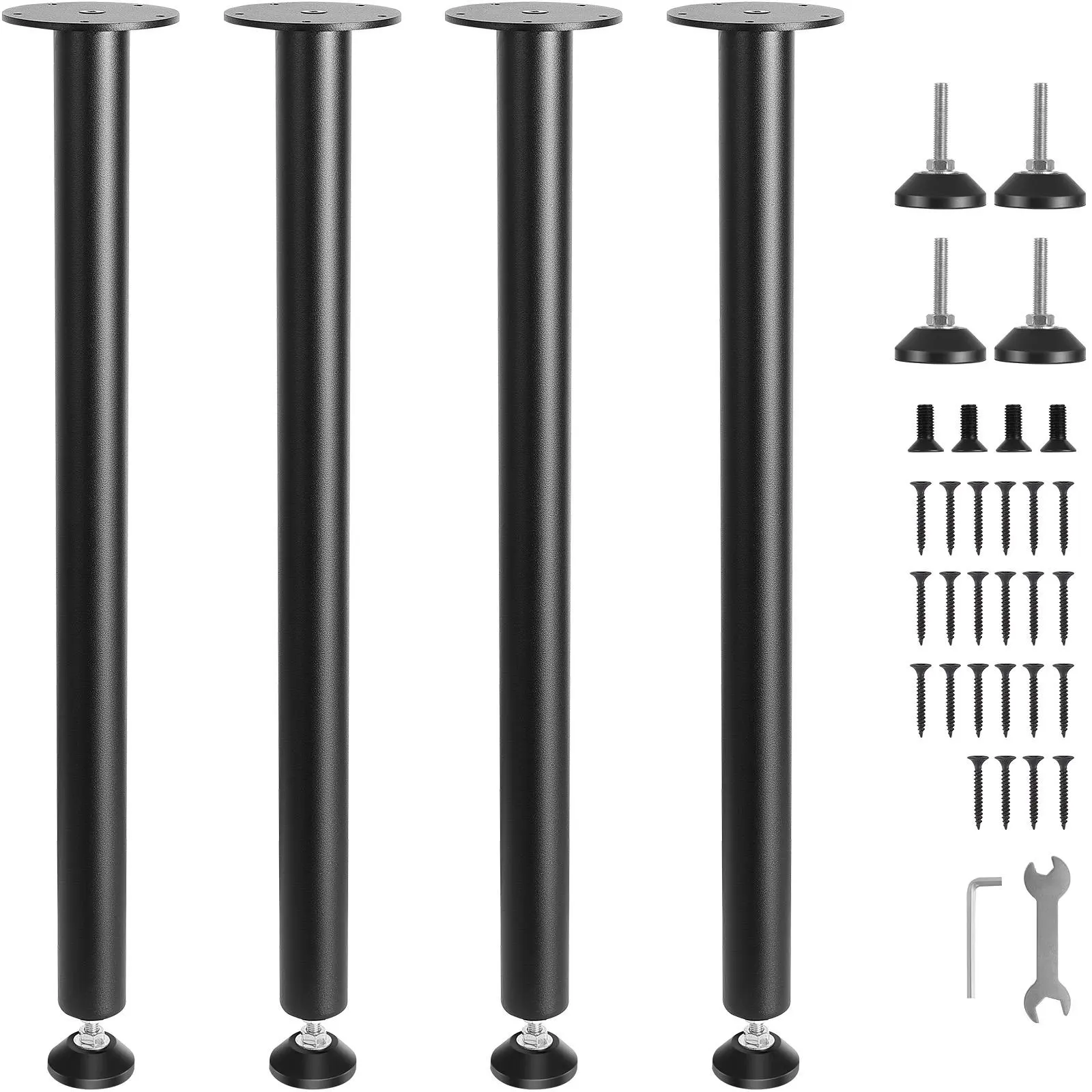 【SummerFinds】VEVOR 28 Inch Adjustable Desk Legs,  Reinforced Steel Office Table Furniture legs Set of 4 for DIY, 1200 lbs Load Capacity Heavy Duty Desk Legs, Quick Instalation Legs with Adjustable Foot Cup Black