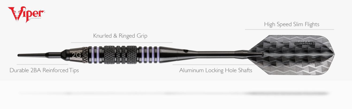 Viper Bobcat Adjustable Soft Tip Darts Black Rings 16, 18, or 19 Grams