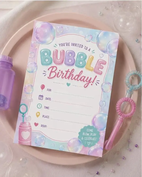 Bubble Theme Birthday Invitation