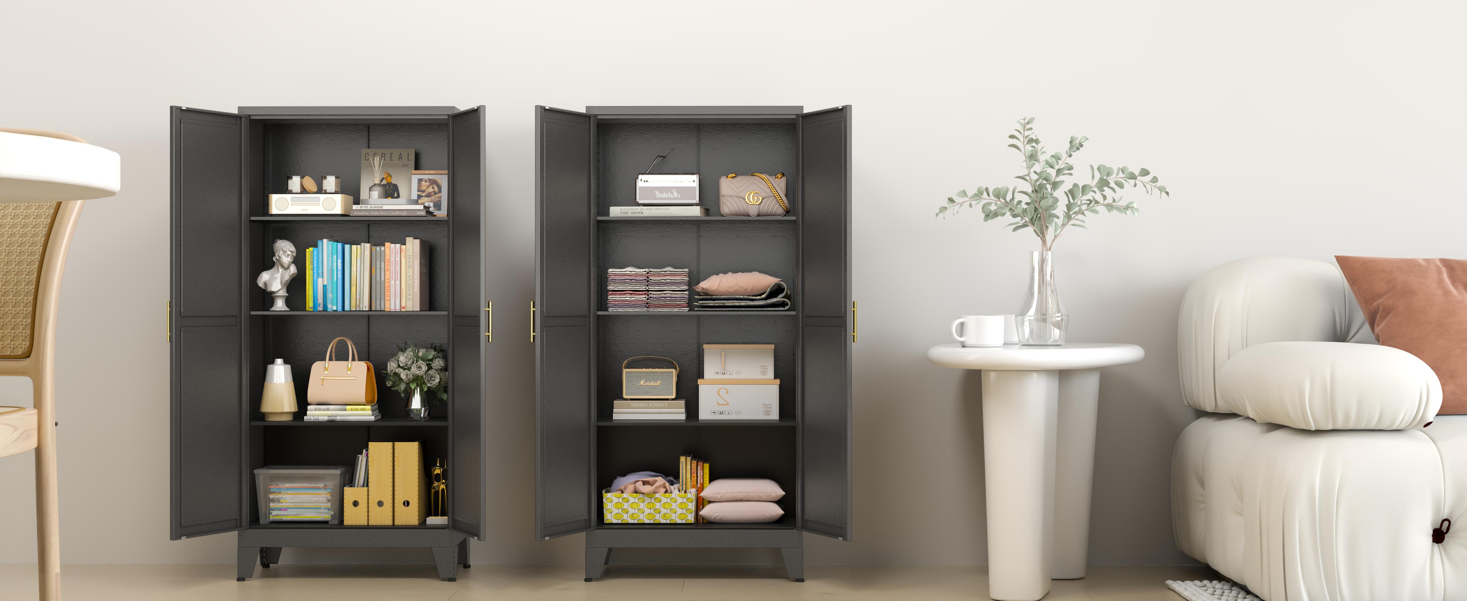 Metal Pantry Cabinet 47"with 2 Doors & 3 Adjustable Shelves, Kitchen Pantry Storage Cabinets for Dining Room, Living Room, Bathroom Furniture Organization storage cabinets drawer dresser Freestanding Cupboard Metal Pantry Cabinet 47"with 2 Doors & 3 Adjustable Shelves, Kitchen Pantry Storage Cabinets for Dining Room, Living Room, Bathroom Furniture Organization storage cabinets drawer dresser Freestanding Cupboard