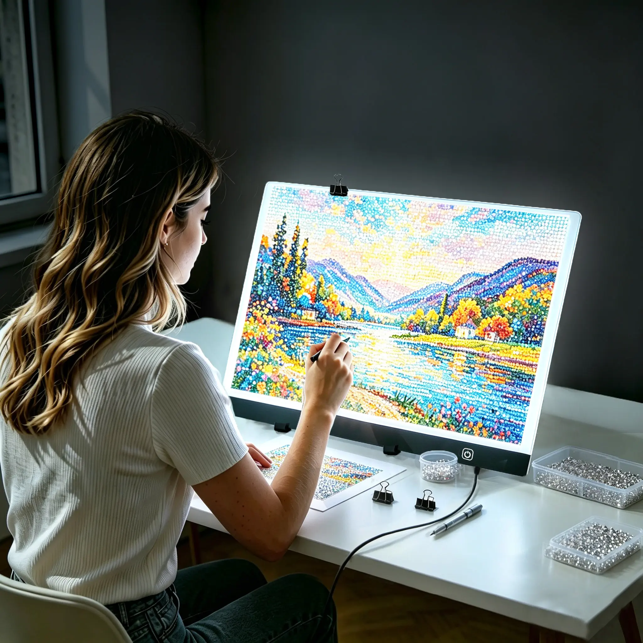 A2 LED Light Pad - 60x40cm Adjustable 3-Level Dimming USB Powered Tracing Pad with Stand, Tracing Aid, Writing & Drawing Board Easel for Diamond Painting, Art Drafting Office Stationery Kit