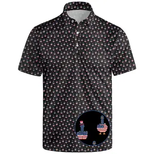 American Flag Funny Printing Black Royal & Awesome Golf Shirts for Men, Golf Polos for Men, Crazy and Funny Shirts for Men's, Bright, Colorful Design