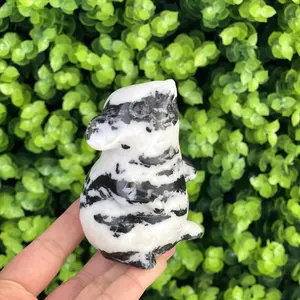 1 Count Black And White Zebra Jasper Carving Around 310g
