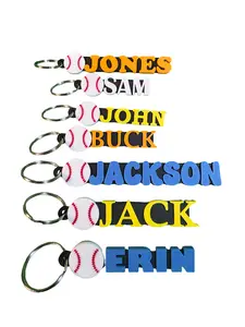 Personalized 3D Printed Baseball Keychain | Custom Name Sports Bag Tag.