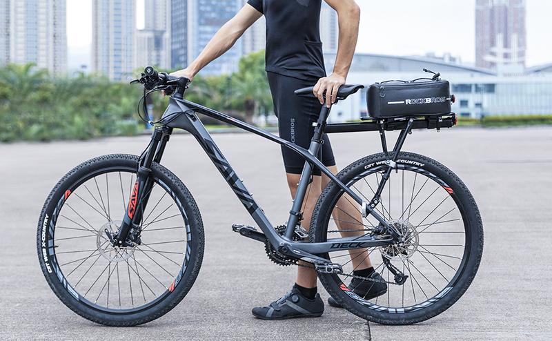 ROCKBROS Bike Rack Bag Saddle Pannier Bag Waterproof 6L or 9L for Cycling with Reflective Stripes and Red Tail Light