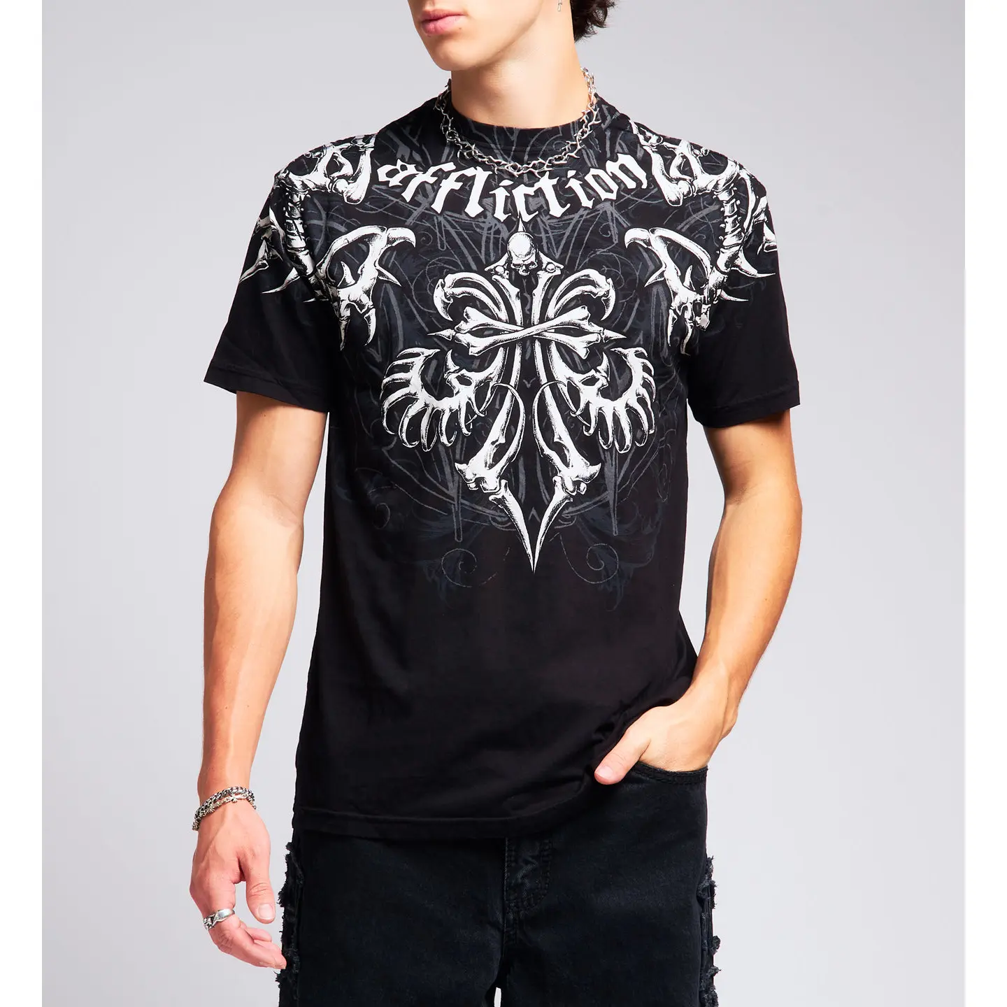 Affliction Men's T-shirt Skeleton Tee