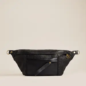 Cross Your Heart Sling - Leather Black Basketweave