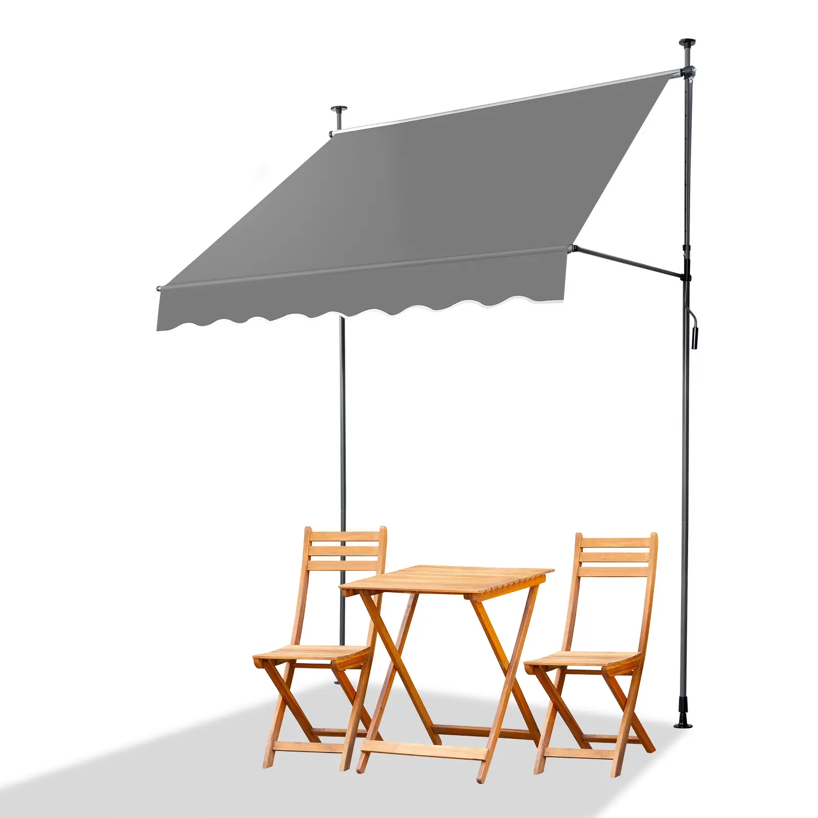 Retractable Patio Shade Awning for Door Window, 78.7"x47.2" No-Drill Waterproof Canopy with Crank, Adjustable Height & Angle for Deck Balcony, Gray