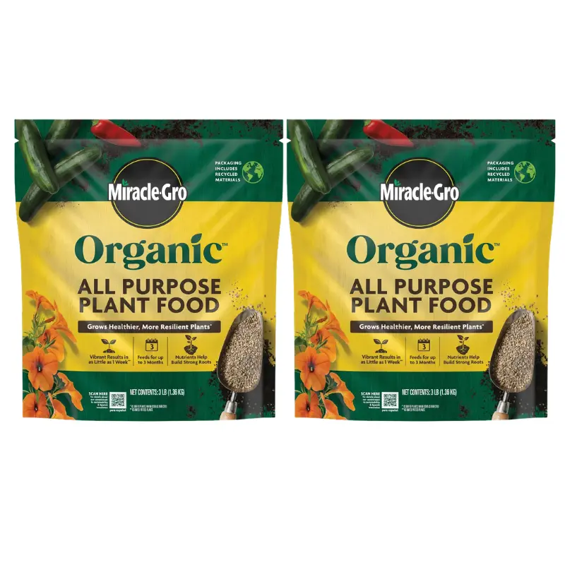 Miracle-Gro Organic All Purpose Granular Plant Food, 3lb, OMRI Listed, for Container/Garden Outdoor & In-Ground Plants, Feeds Up to 3 Months, Promotes Vibrant Growth in 1 Week, Container Or Garden, Vibrant In 1 Week, Garden Fertilizers, Planting Soil Addi