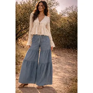 DESERT DUST TIERED-WIDE LEG PANTS