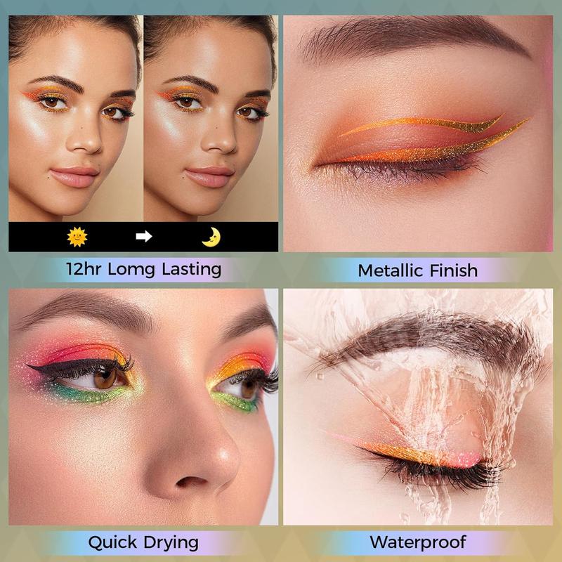 Liquid Eyeliner,Waterproof Eyeliner,6 Colors Chameleon Glitter Eyeliner Liquid Liner Set,Metallic Shades Multichrome Eyeliner Pen,24H Long-Lasting Anti-Smudge Eye Makeup Gifts for Girl