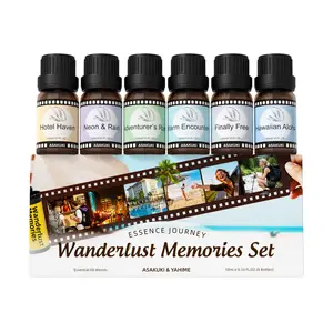 ASAKUKI Luxury Hotel Collection Essential Oils Set for Home & Diffusers - Hotel Haven, Neon & Rain, Hawaiian Aloha, Warm Encounters, Finally Free, Adventurer’s Rush fragrance