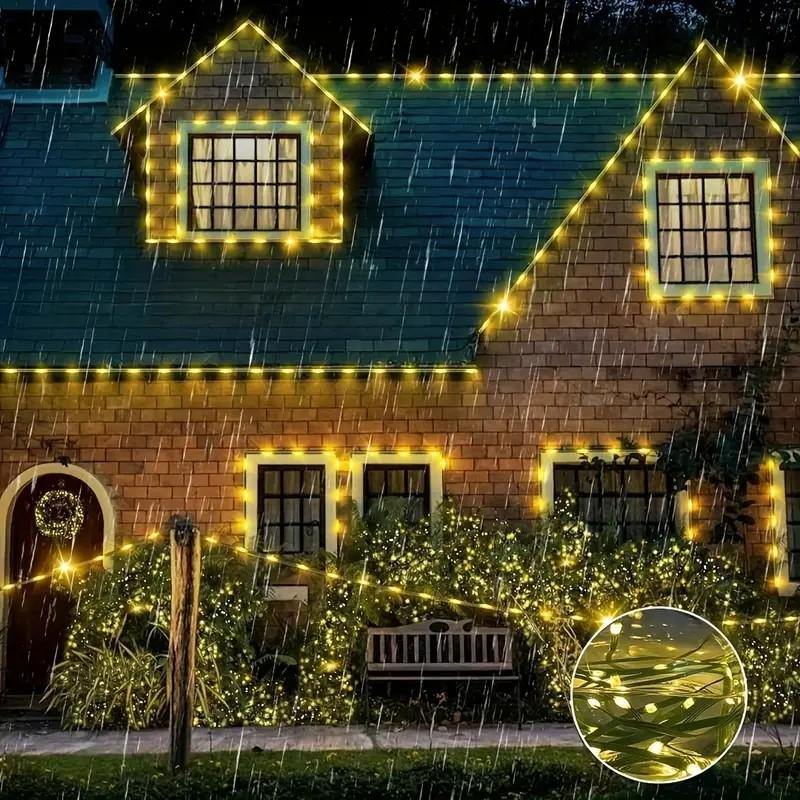 Solar-Powered Christmas Decorative Lights, 110 Feet, 300 LED Lights, Multicolor Fairy Light Strings with Timer, 8 Lighting Modes, Ideal for Gardens, Courtyards, Weddings, Parties, Camping, and Holiday Decorations Magical Set
