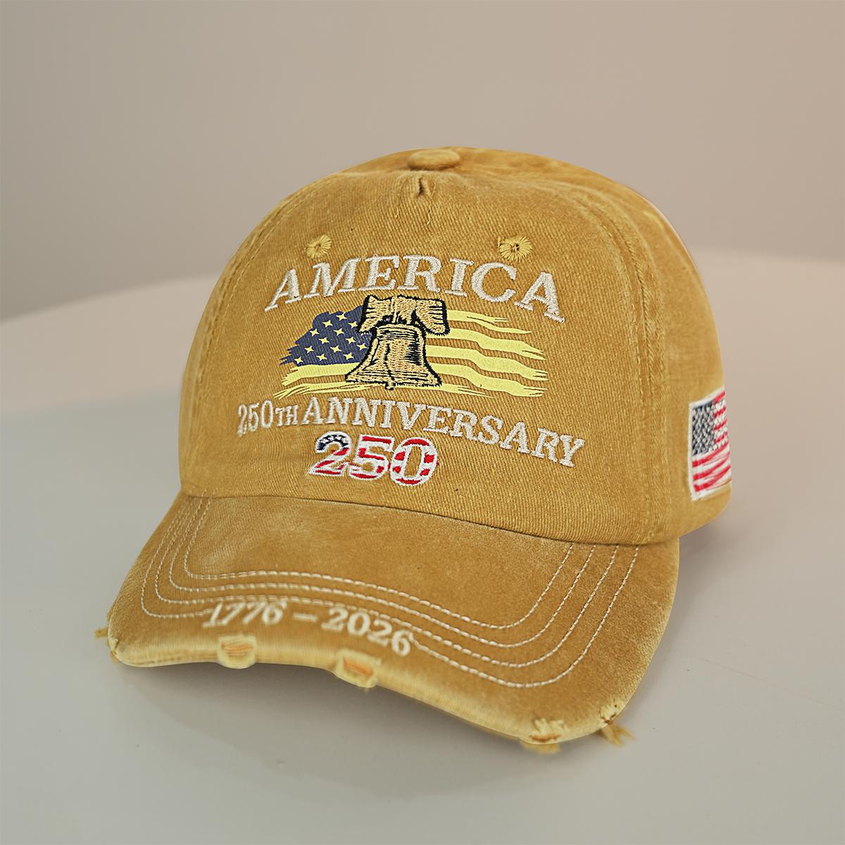 US 250th Anniversary Embroidered Baseball Cap, UPF 50+ Sun Protection Commemorative Hat
