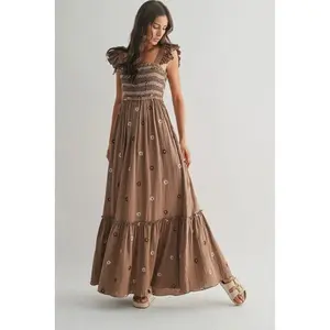 Floral Maxi Dress - Brown