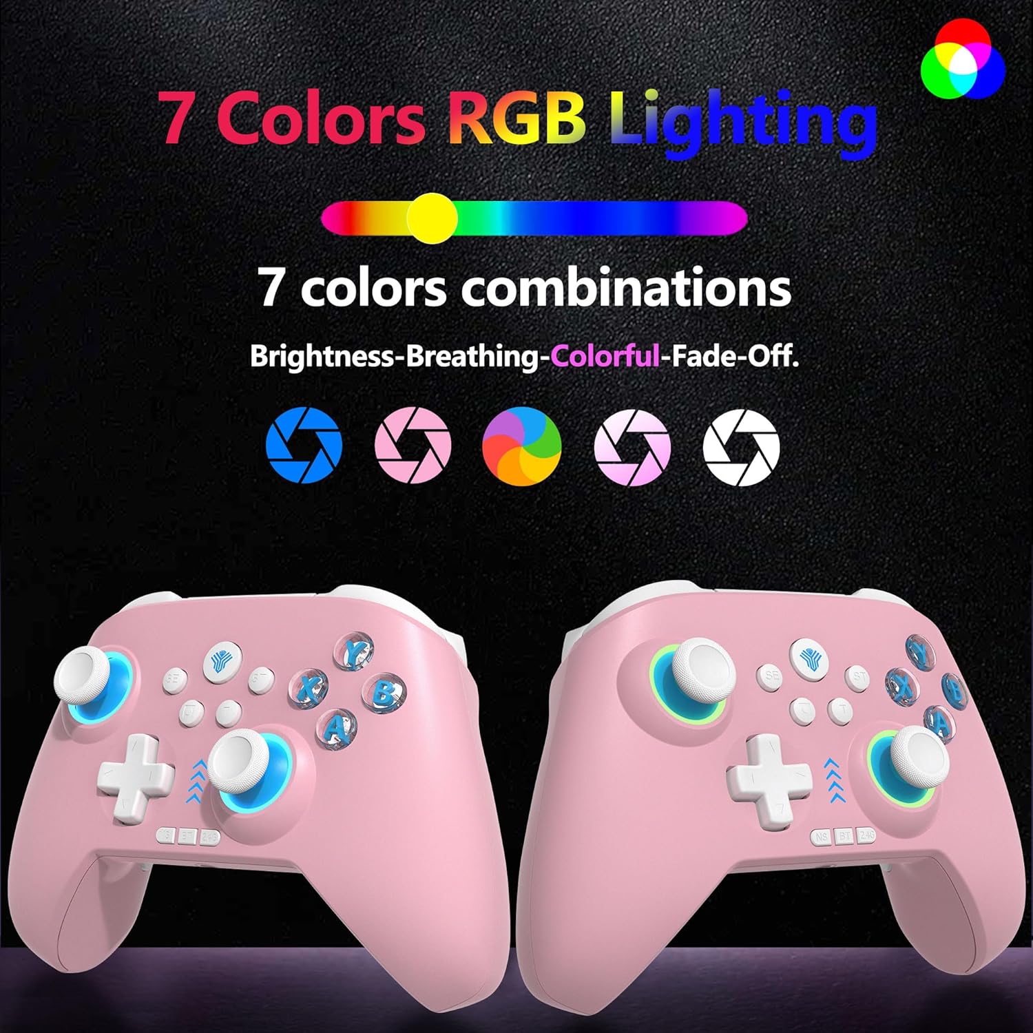 YUYIU Wireless Controller (Not for Xbox) - Features Hall Effect Joysticks, Macro Programming, Linear Triggers, 6-Axis Gyro, Dual Vibration & RGB Lighting | Includes Data Cable & Receiver