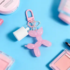 PinkDog Lip Gloss Holder Keychain for Summer Fridays 0.5oz | Leak-Proof Protective Cap Bag Charm with Heart Hook & Cute Charms | Gift for Beauty Lovers