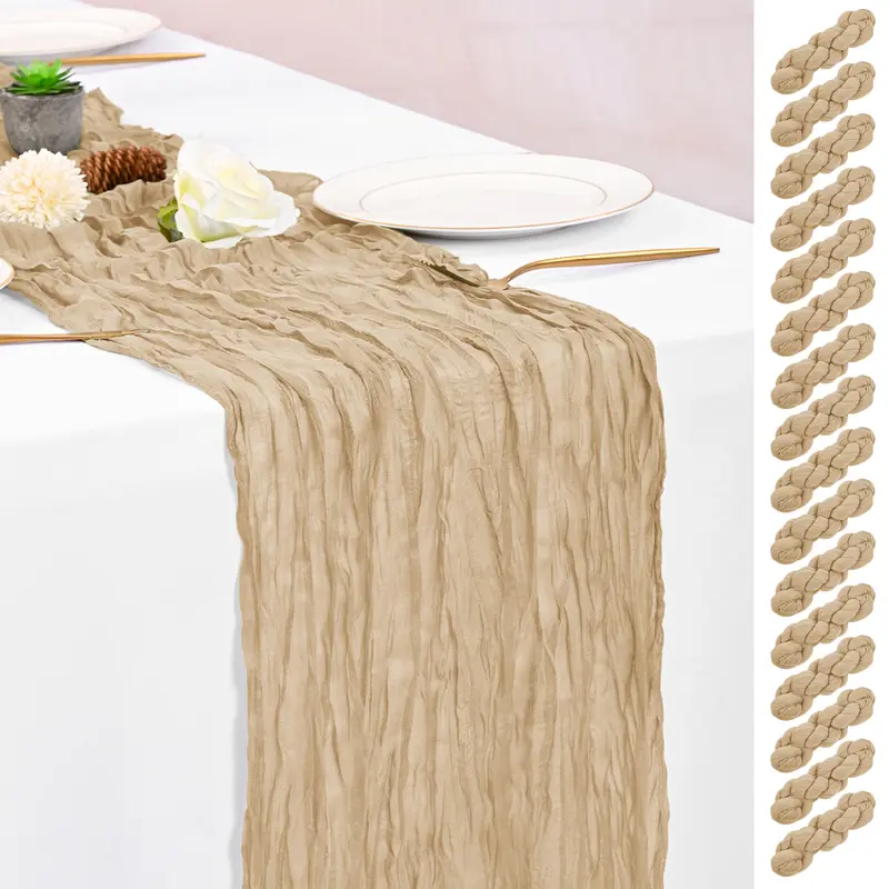 MTREO 16 Pack Table Runner 10FT 20x120 Cheesecloth Table Runner Boho Gauze Table Runners Long Rustic Sheer Fabric Cheese Cloth Table Runners for Wedding Party Bridal Shower Farmhouse & Home Decor