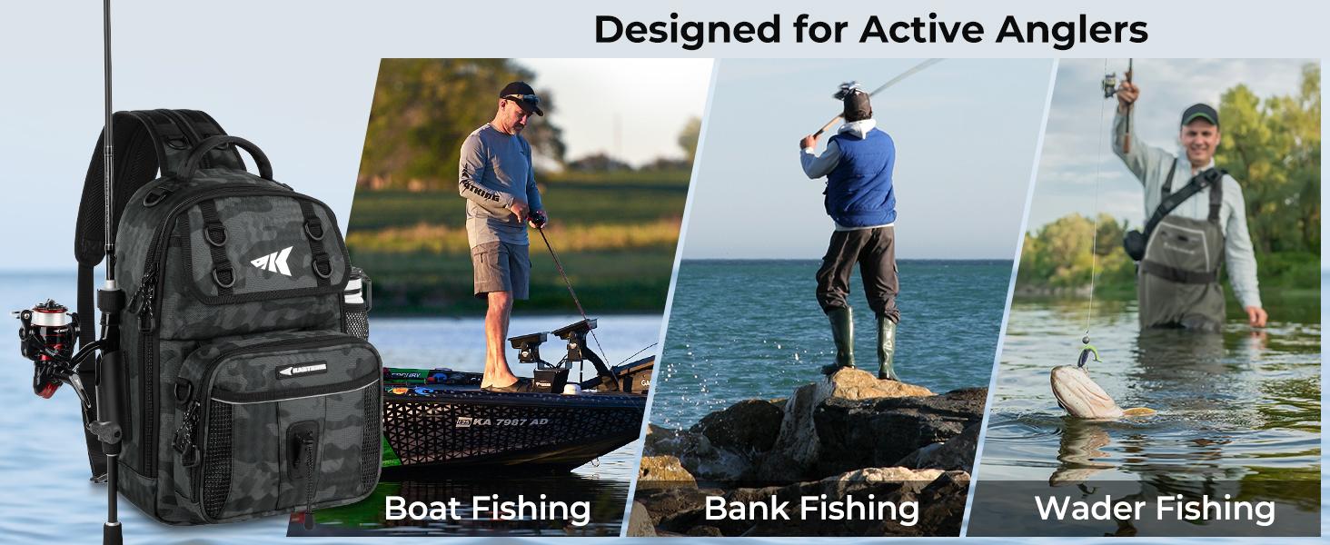 BaitSpace Fishing Sling Bag, Water-resistant Fishing Backpack with Rod & Beverage Holder, Adjustable Straps, Tackle Storage Bag for Fishing Gear and Equipment BaitSpace Fishing Sling Bag, Water-resistant Fishing Backpack with Rod & Beverage Holder, Adjustable Straps, Tackle Storage Bag for Fishing Gear and Equipment