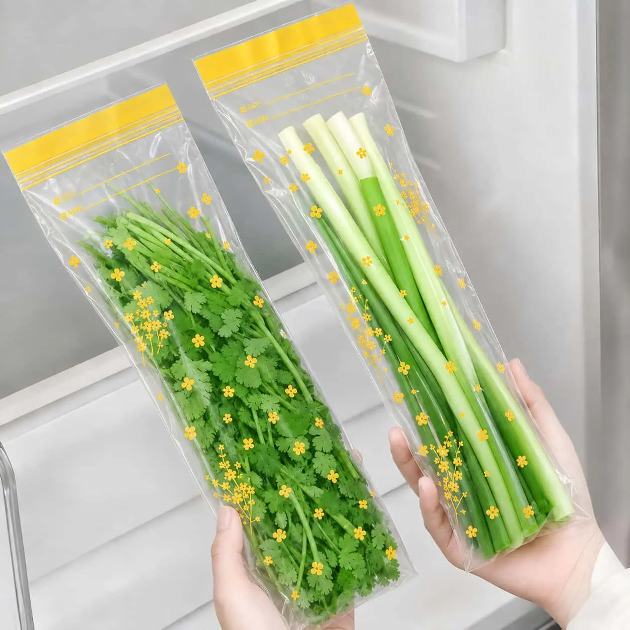 Thick Double Seal Food Storage Bags, Reusable Self-Sealing Pouches, Food Grade Airtight Bags for Refrigerator Organization & Food Portioning-MM1