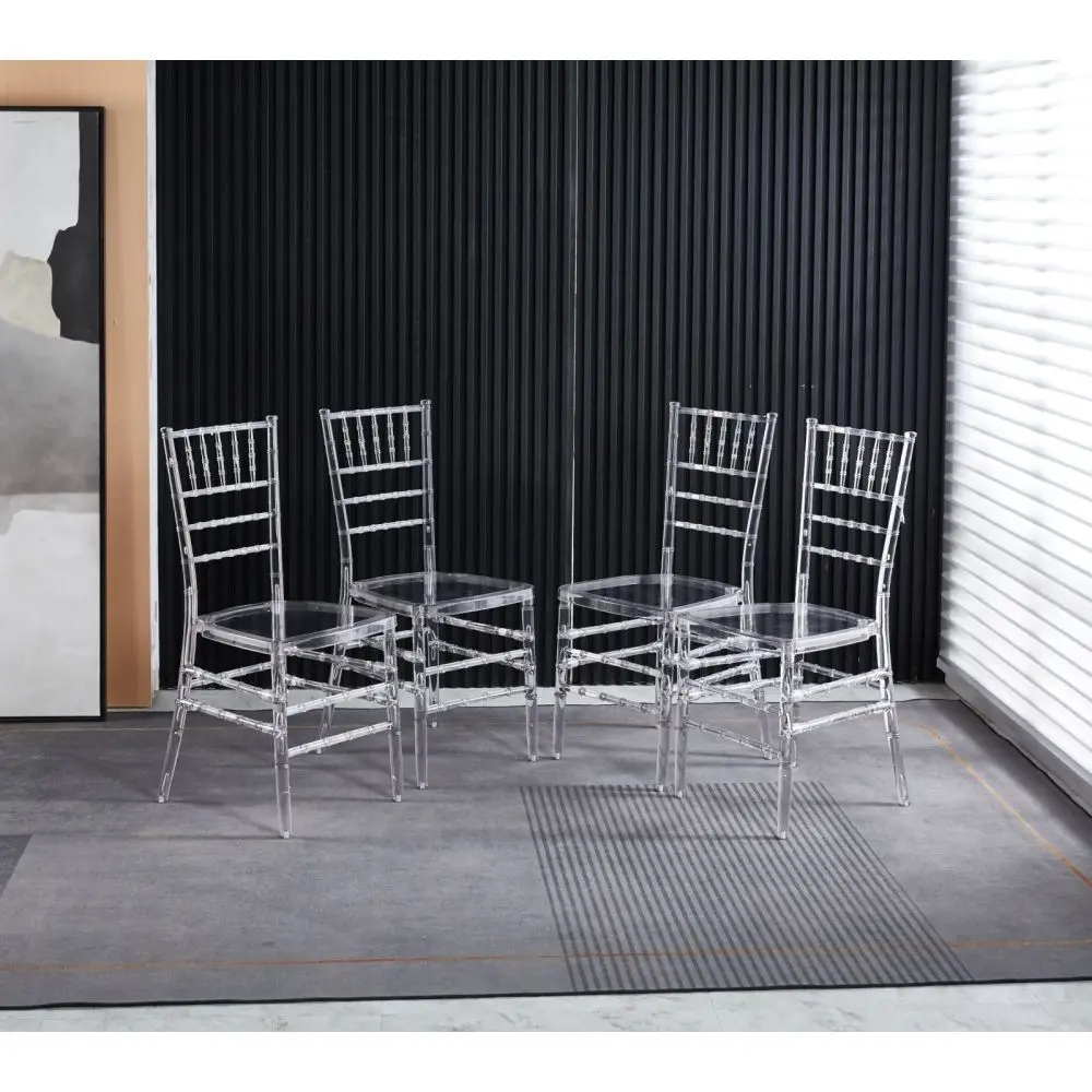 4-Piece Durable Plastic Indoor Dining Chairs - Wedding, Gathering Use, 220 lbs Load Capacity, Assembly Required
