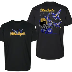 Blue Angels T-Shirt Hoodie, Diamond Loop Pilot Helmet Graphic with Blue Angels Jet Formation Design, Gift for Aviation Fans, Air Show Lovers, Military Aircraft Enthusiasts, Pilot Supporters