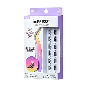 imPRESS Falsies Self Adhesive Eyelashes, 12 Lash Clusters + Applicator - Edgy