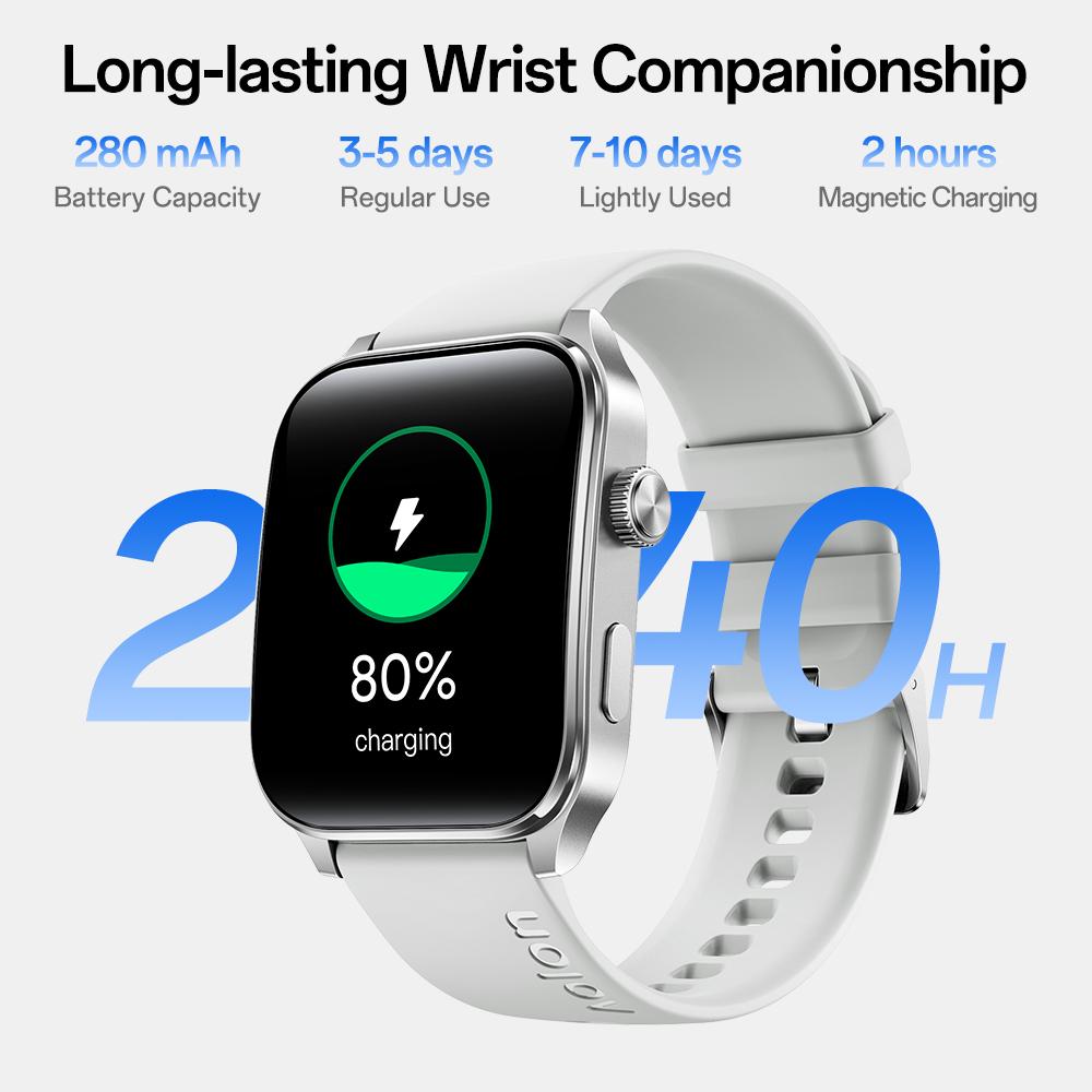 Aolon Curve3 lightweight Smartwatch with Answer/Make Calls/Message Reminder, 1.93'' IPS Screen, IP68 Waterproof, Custom Buttons, Digital Crown, 110+ sports modes for Outdoor Fitness, Workout, Men Women's Gifts, iPhone&Android Compatible