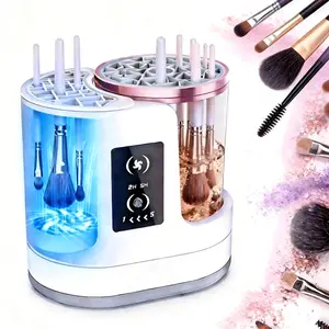 3-in-1 Electric Makeup Brush Cleaner Automatic Clean & Dry Machine with Storage Rack, That Cleans 3 Brushes At Once for Eyeshadow & Blush Brushes