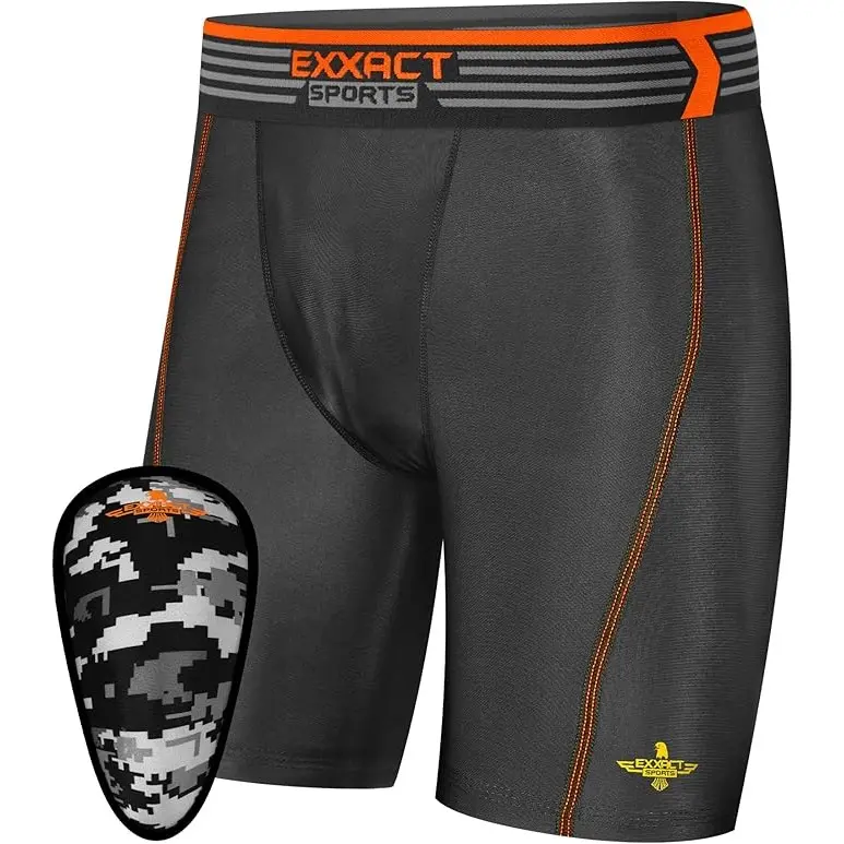 Men's Compression Shorts with Soft Athletic Cup – Black | Padded Protective Sports Shorts for Baseball, Football & Softball