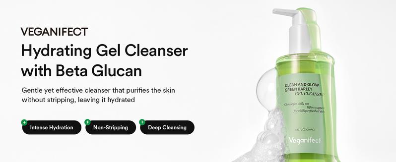 VEGANIFCET Hydrating Gel Face Wash, Citric Acid + LHA + Glycerin + Beta Glucan, Gentle Cleanser, Oil Free, Sensitive Skin, Dehydrated Skin, Korean Skin Care, Big Size (205ml/6.93 fl oz)