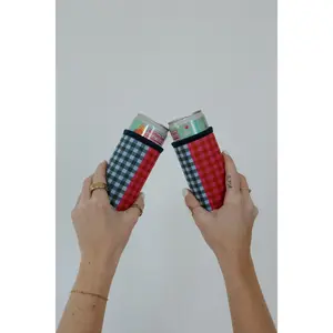 Gingham Slim Can Drink Sleeve