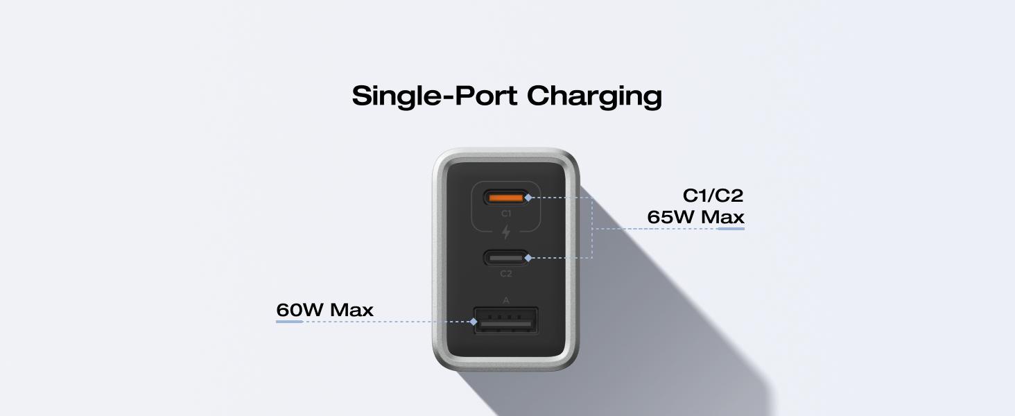 EF ECOFLOW USB C Charger, Rapid 65W GaN Type C Charging Block with Foldable Plug, Fast Wall Charger Compatible with iPhone 15/14/13, Galaxy, Pixel 4, iPad, AirPods, Apple Watch (USBC Cable Included)