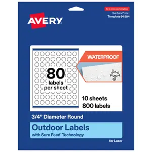 Avery Outdoor Waterproof Labels, 0.75" Diameter Round