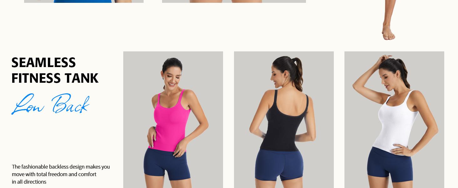 ATTRACO Women's Workout Tank Top Built in Bra Ribbed Athletic Tank Workout Top Scoop Neck Top Fitness Gymwear Women's Tank Tops Workout Sports Vest Seamless Yoga Backless Tanks Gym Sports wear SpringStatements