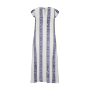 Noa Womens Maxi Kaftan Navy Stripe