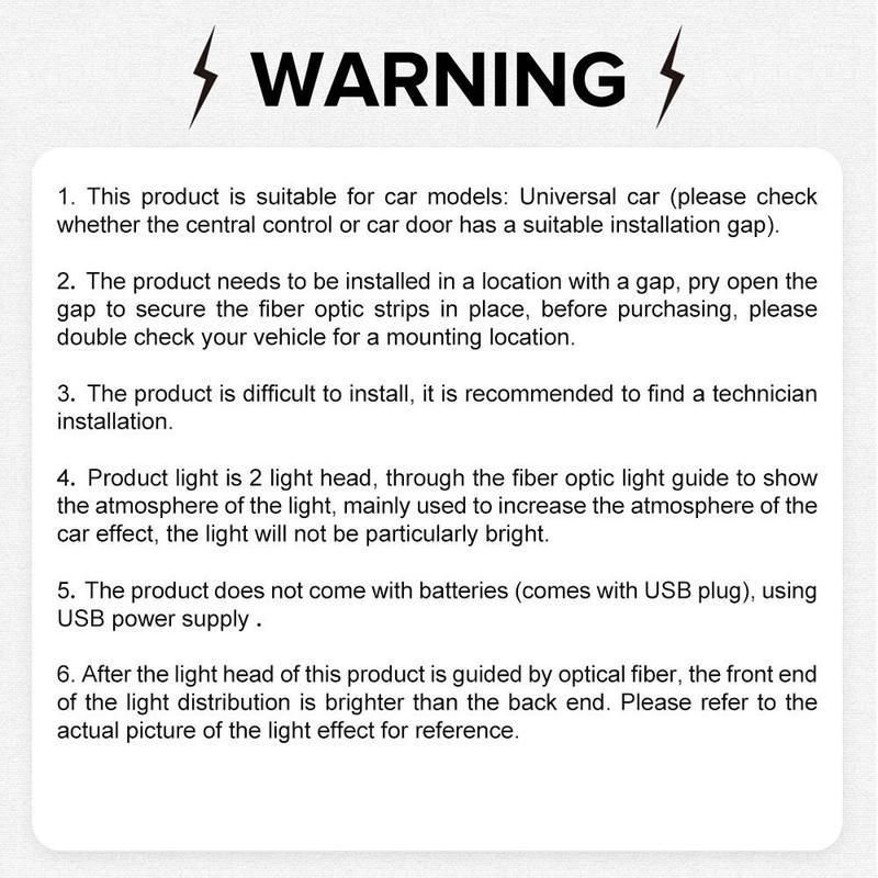 USB Powered Car Interior LED Light, Multiple Color Modes 5M Fiber Ambient Light, Car Interior Decorative Light