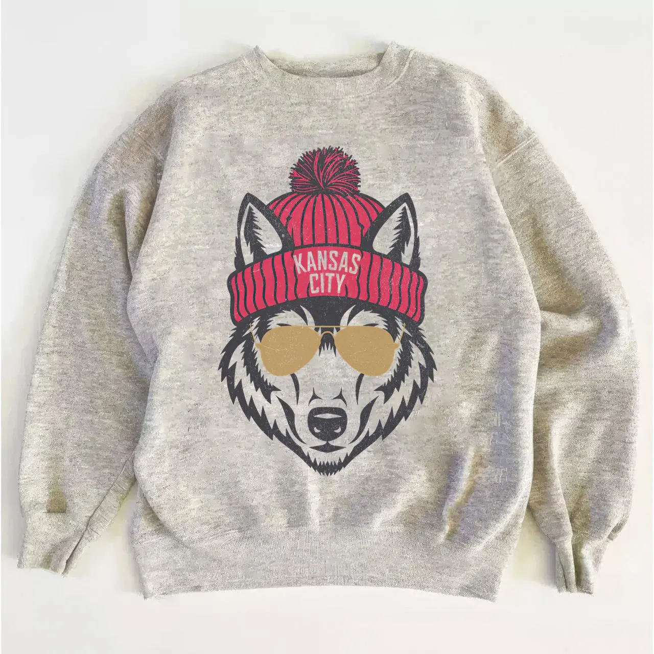 Chiefs Wolf Mascot Football Sweatshirt, Vintage Game Day Crewneck