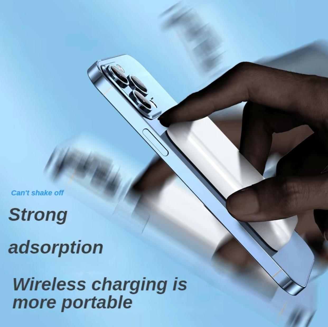 Magnetic Wireless Power Bank 5000mAh - Portable charger with Type-C cable, supports fast charging and Lightning input, compatible with iPhone 17/16/15/14/13/12 series - Rechargeable smartphone charging