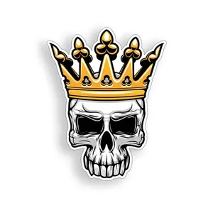 Skull Crown Vinyl Sticker - Motorcycle Tank Graphic Decal for Laptop, Cup, Car, Truck, Vehicle Window Waterproof 2OE