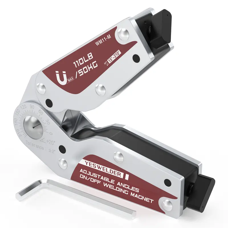 YESWELDER 15-210Β° Adjustable Angle Welding Magnet with On/Off Switch | 66LBs/110Lbs Holding Power Magnetic Welding Positioner for Soldering, Metal Fabrication & Pipe Installation