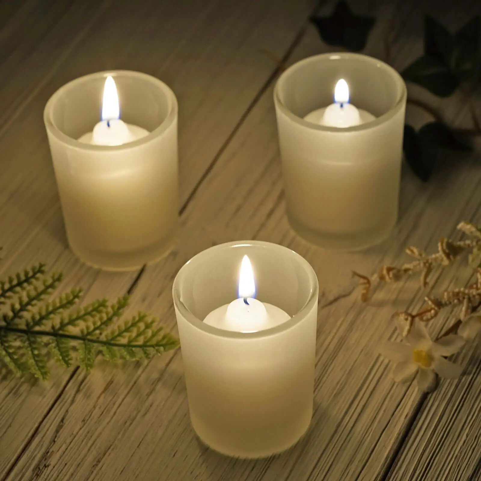 12-Pack 2.5" Frosted Decorative Glass Votive Candle Holders - Tealight Holders for Weddings, Party Decorations, Indoors, Home Supplies