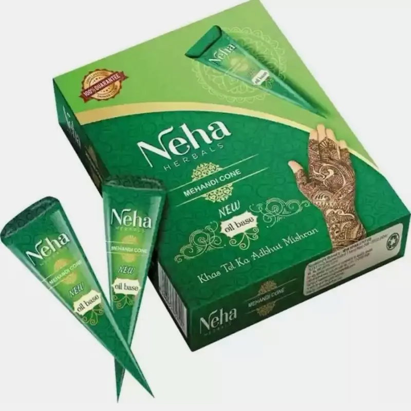 Neha Herbal Henna Cone Paste, 3 Cones per Box – Herbal Henna Paste for Temporary Body Art (Health & Beauty Supply)