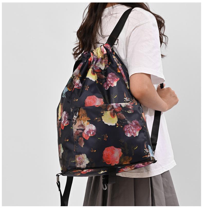 Foldable Drawstring Lightweight Backpack Portable Stylish Large Capacity Travel Storage Bag Basketball Bag