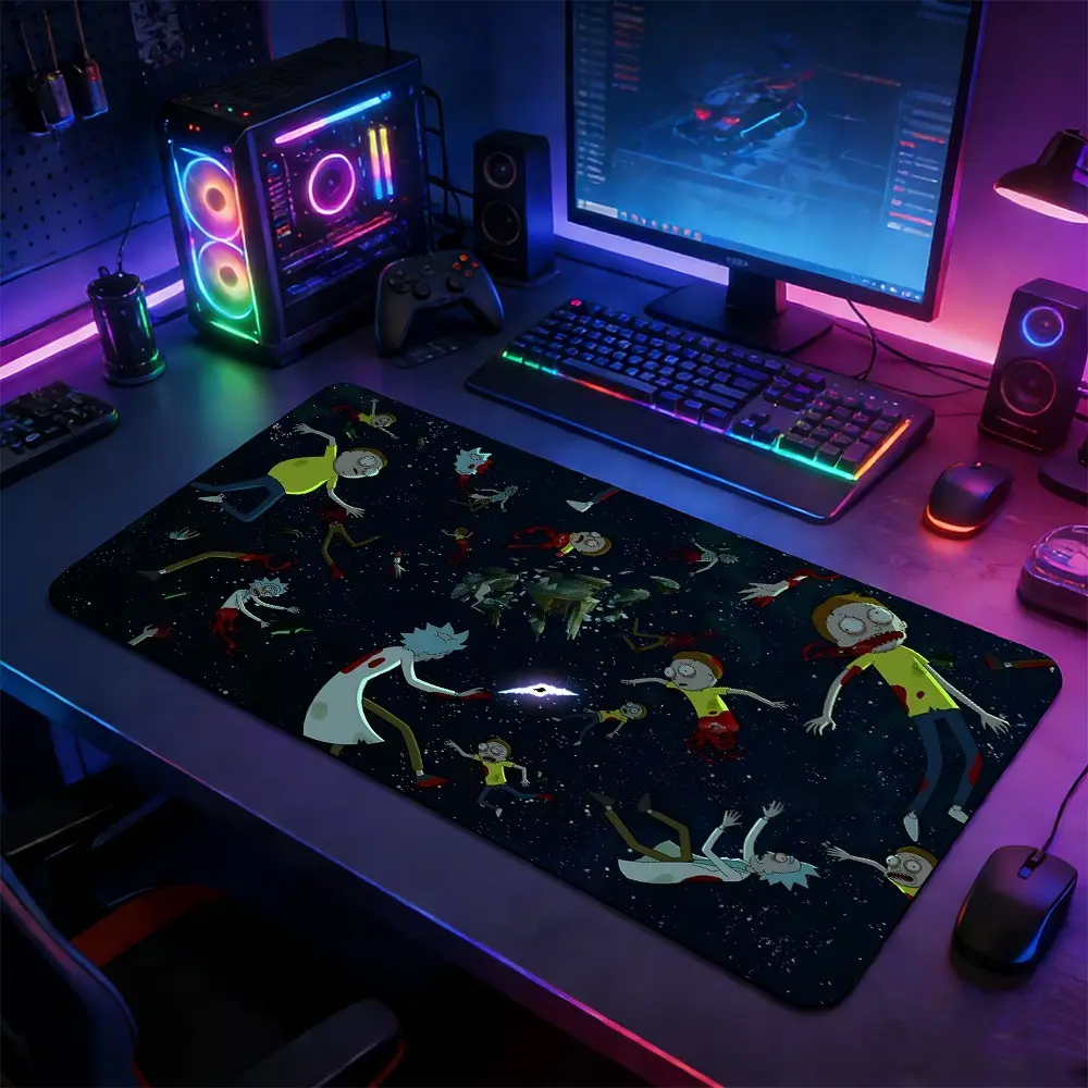 Outer Space Funny Cartoon Large Gaming Mouse Pad, Extended Computer Keyboard Mouse Mat, Non-Slip Rubber Base Stitched Lock Edges Washable Desk Pad, Multi-Size for Home Office Gaming, Perfect Gift for Cartoon & Sci-Fi Fans, Gaming Mousepad, Desk Mat Cute