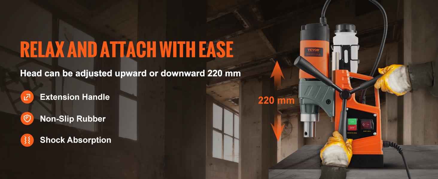 VEVOR Magnetic Drill, Various specifications, 1450W Boring Diameter, Portable Electric Mag Drill Press, with Variable Speed, Drilling Machine for any Surface Home Improvement Industry Railway