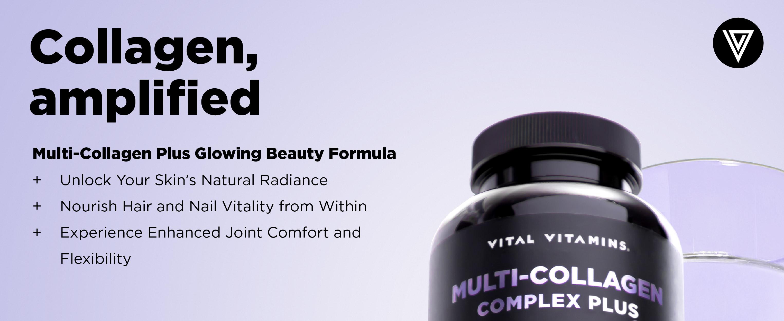 Multi Collagen Complex Plus - with Biotin, Hyaluronic Acid, Vitamin C - Type I, II, III, V, X - for Women & Men - Hair, Skin, Nails Beauty Complex - 150 Capsules