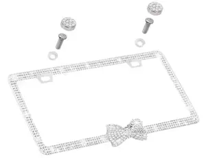 Exotix License Plate Frame Ultra Bling Bow Rhinestone Extra Ice Bright Light
