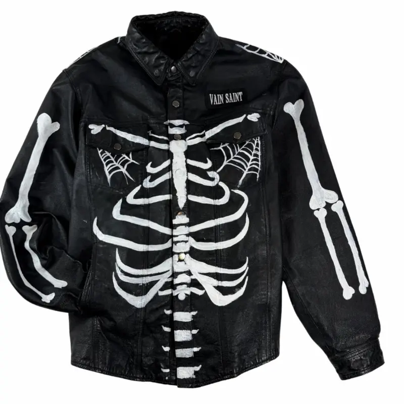 “Anatomy of Sin” Hand-Painted Leather Jacket