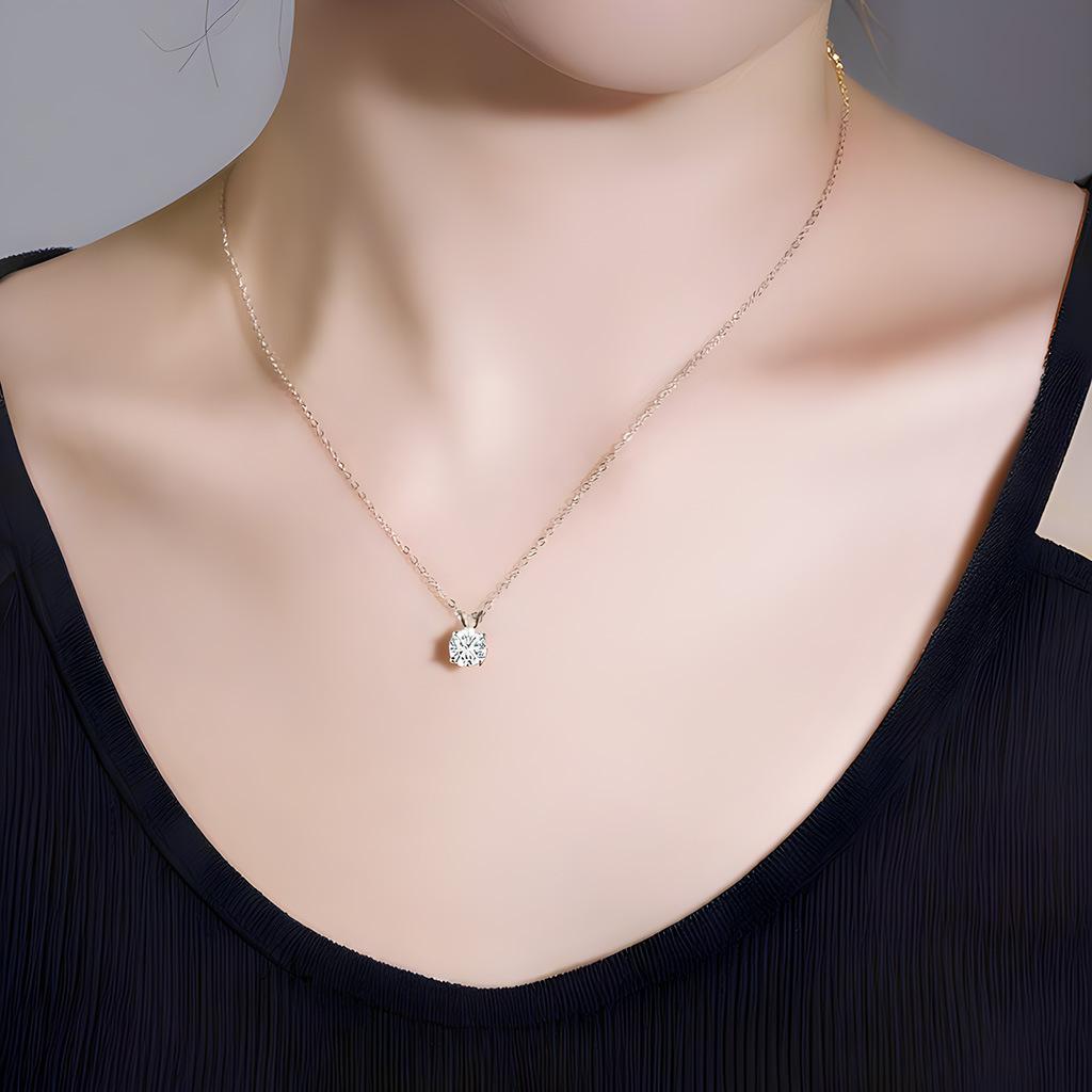 S925 sterling silver classic moissanite necklace female clavicle high-end ladies pendant S925 sterling silver classic moissanite necklace female clavicle high-end ladies pendant